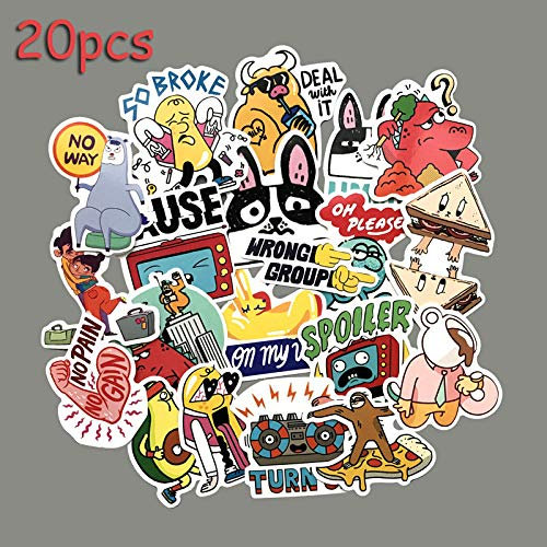 20 lustige handbemalte Aufkleber Gepäck Trolley Koffer Laptop Graffiti Aufkleber DIY Gepäck Aufkleber