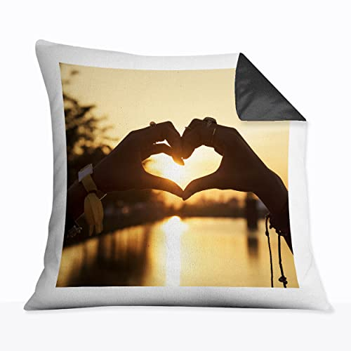Sunnywall® Kissen selbst gestalten mit eigenem Foto und Text Fotokissen individuell personalisiert 40 x 40 Rückseite Schwarz