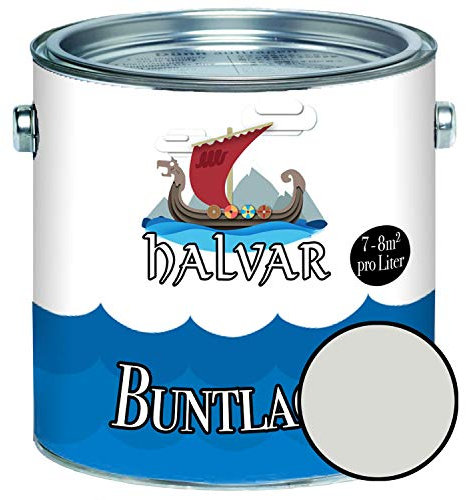 Halvar Barniz de colores para madera y metal mate sedoso, blanco, gris, negro RAL 90019018, para madera, interior y exterior, resistente a la intemperie, protección de larga duración perfecta (10 L,