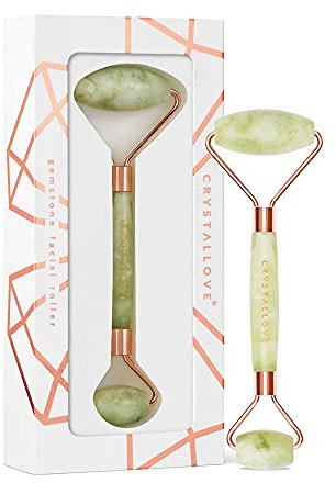 CRYSTALLOVE Rouleau pour le visage - Rouleau de massage anti-âge - Appareil de massage du visage avec jade - Appareil de massage - Massage du visage - Rouleau - Outil de massage