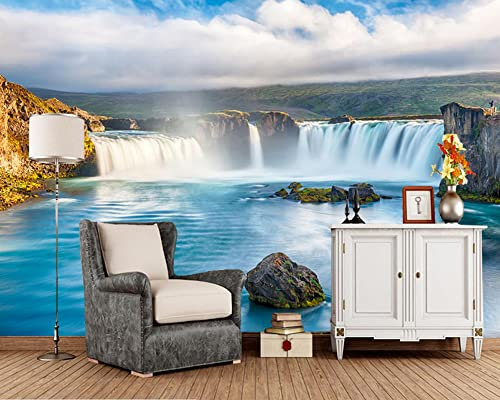 Frtmsticker Auto Adhésif Stickers 3D Muraux - Montagnes Cascades Paysages - Papier Peint Murales Panoramique 3D Papier Peint Personnalisé Photo Murale Cafe Tv Fond Peinture Murale 140X70Cm