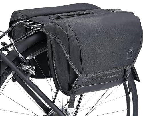 sixthreezero Dual Sided Bike Bag for Rear Rack, Waterproof Universal Bicycle Double Pannier for Storage, Cargo Trunk with Carry Handle, Gray/Metallic Black