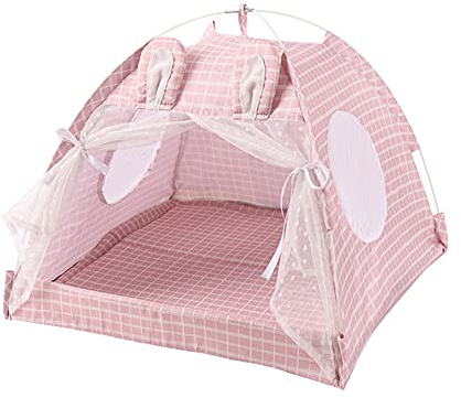 huihuijia Hundezelt Hundeschattenzelt Faltbares Katzenbett Hundebett mit Sonnenschutz Hundezelt Bett Welpenhaus Indoor Hundehaus Wasserdichtes Hundezelt Hundehütte Outdoor 56, rosa