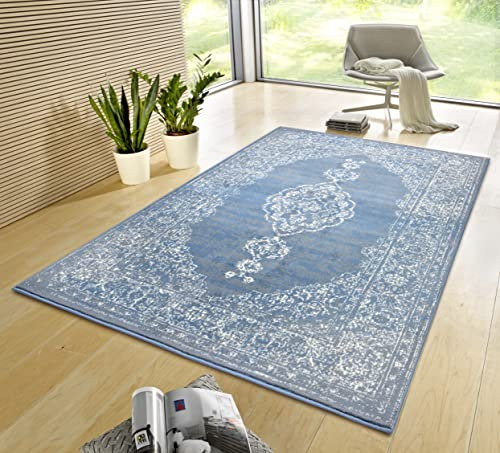 Hanse Home Gloria Orient Teppich 200x290cm – Wohzimmerteppich Mehrfarbig Vintage Teppich Orientalisches Muster für Flur, Esszimmer, Schlafzimmer, Kinderzimmer, Wohnzimmer, Küche – Sky Blue