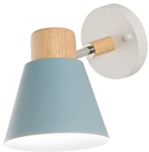 perfk Nordic Wandleuchte E27 Leuchte Dekorative Nachttischlampe Einfache Wandleuchte Beleuchtung für Kinderzimmer Balkon Flur Treppe, Blau