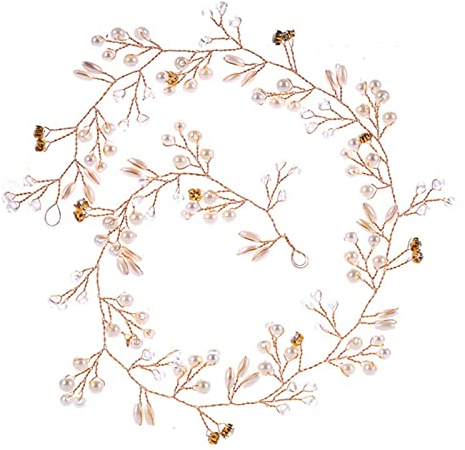 MOOCO MORNING Modisches Haarband mit Perlen-Blumen-Motiv, Brautschmuck, Hochzeitskrone, Haarband, Tiara, Kristall-Kopfschmuck, Haarschmuck