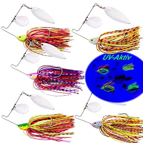 Njord Kalastus Chatterbait Set 5 Stück in Box 15g | Chattbait Hecht Köder Set | Chatterbait Barsch Köder Set | Angel Kunstköder Hechtköder Chatterbaits Hecht Blinker Angeln Köder
