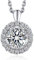 MomentWish Halskette Damen Halo, 1 Karat Moissanite Sparkling Dancing Stein Kette Damen Silber 925 Anhänger Schmuck für Frauen Freundin