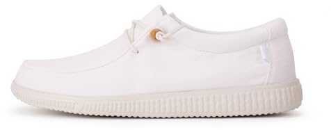 WALK IN PITAS | WP150 WALLABI Washed | Herren Mokassins | Flache Slipper für Männer | Slip on Loafer | Sneakers | Schlupfschuhe | Freizeitschuhe | Walkinpitas Schuhe | Weiß 42