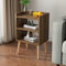 LUCKNOCK Nachttisch, moderne Nachttische, Mid-Century Nachttische mit offenem Aufbewahrungsregal, Nachttisch aus Holz, kleine Nachttische für Schlafzimmer, 3-stöckiger Nachttisch, Walnuss