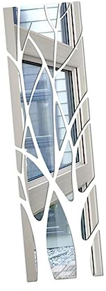 Angoily 3d Acryl Wandaufkleber Bäume mit Ästen Silberfarben Abnehmbar und Reflektierend Spiegel Wanddekor für Wohnzimmer und Badezimmer Dekoration