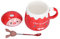 NLDGR 450 Ml Weihnachtstasse, Süße Elch-Kaffeetasse, Keramik-Partybecher, Weihnachtliche Kinderbecher mit Deckellöffel, Winter-Kaffeebecher für Zuhause, Urlaub, Büro(C roter Löffel mit Deckel)