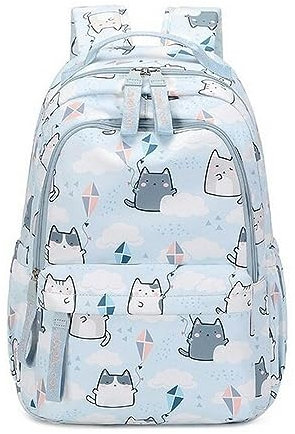 TEidea Schulrucksack Lustige Schultasche Für Mädchen Mit Katzenmotiv – Perfekt Für Schüler Jeden Alters-Himmelblau