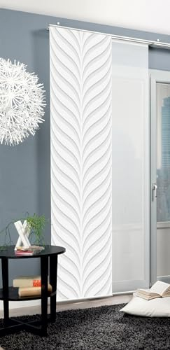 HOME WOHNIDEEN 80678 Schiebegardine Murray, Blickdicht, Seidenoptik, 245x60cm, Farbe:grau, Größe:245 x 60 cm, Anzahl:3er Set (2X Bedruckt, 1x Uni)