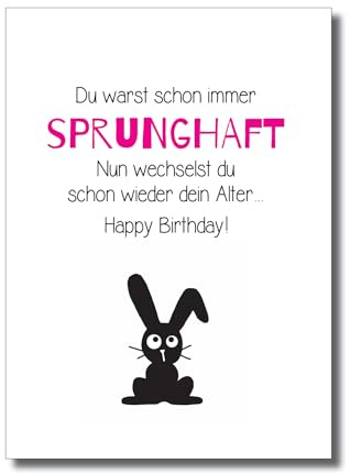 Karte, Grußkarte, Postkarte, Geburtstagskarte, Happy birthday, Hase Sprunghaft