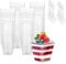 HIYAA 50Pcs Dessert Cups, 4oz/120ml Mini Dessert Bowls Clear Hard Plastic Reusable Cheesecake Pots with 50Pcs Plastic Spoons for Puddings,Mousses,Parfaits,Trifles,Tiramisu,Party,Birthday
