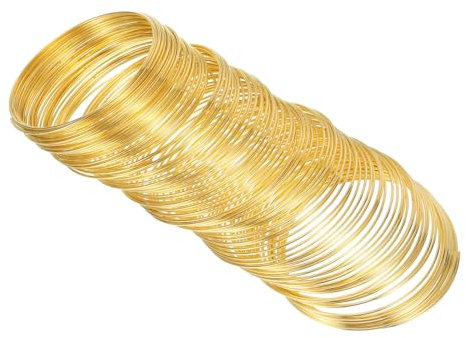 PATIKIL 100 Ring Filo Memoria, 1pz 1mm 18 Calibro Filo Gioielli Filo Acciaio Memoria Filo Artigianale Creazione Gioielli Braccialetti Perline Artigianato Fai da Te, Dorato