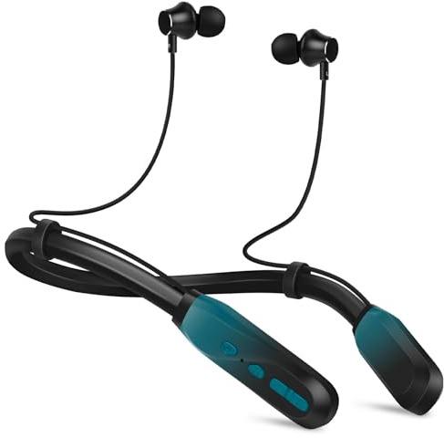 Lecefty Neckband Bluetooth Headphones, 200H Extra Long Playtime Wireless Stereo Neckband Earbuds with Microphone, Waterproof Balanced Armature Drivers in Ear Headset for Sports/Workout (Cyan Green)