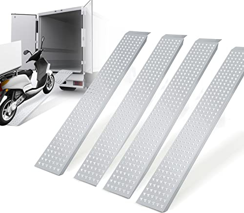 Fogmiea 4X Auffahrrampe, 400 kg Tragfähigkeit, Verzinkter Stahl Auto Laderampe,rutschfeste Verladeschiene, 160x23,5x4cm,für Motorrad, Anhänger, Rasenmäher, Auto Laderampe