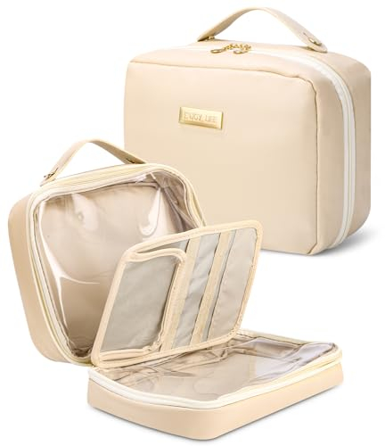 Cotepi Kosmetiktasche,Make up Tasche Portable,Trocken- und Nasstrennung, Groß Kapazität Kosmetiktasche Reise mit Pinselfach,Aufbewahrungstasche für Damen Mädchen (Weiß)