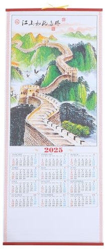 Operitacx Chinesischer Wandkalender 2025 Schlangenjahr-Hängekalender Vintage-Mondjahreskalender Agenda-Planer Für Heimbüro