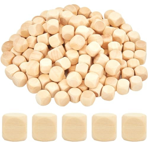 GORGECRAFT 150pz 12mm Dadi di Legno Vuoti Cubo di Legno Non Finito 6 Lati Angolo Rotondo Piccolo Blocco Quadrato Gioco da Tavolo Forniture per Feste Stampa Graffiti Incisione Forniture Artigianato