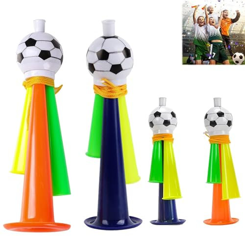 Ylinwtech 4 Stück Fan Tröte Fußball,Jubelnde Fußball Horn,Stadion Tröte,Vuvuzela Fussball,für Kinder Fußball Fans für Fußball-Themenparty, Weltmeisterschaft