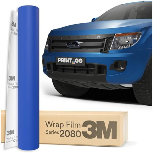 PRINT.GG Autofolie 3M 2080 Satin Perfekt Blau, 152 x 450 cm, Selbstklebende Folie Car Wrapping Folie, Robuste Lackschutzfolie Auto, Motorrad, Boot, Fahrrad, UTV, ATV, Van, Bus, Truck, Vinyl