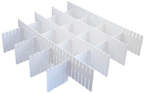 Schubladenteiler, 16 Zellen, verstellbare Schrank-Aufbewahrungsboxen für Schals, Krawatten, Unterwäsche, Socken, Schubladenorganizer, Weiß, 8 Stück
