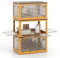 COSTWAY 3er-Pack Aufbewahrungsbox faltbar, 98L x 3 Stapelboxen Aufbewahrungsbehälter, Kunststoffbox mit Deckel, Rädern & 5 Türen, Rollboxen für Zuhause, im Büro & beim Camping (Gelb)