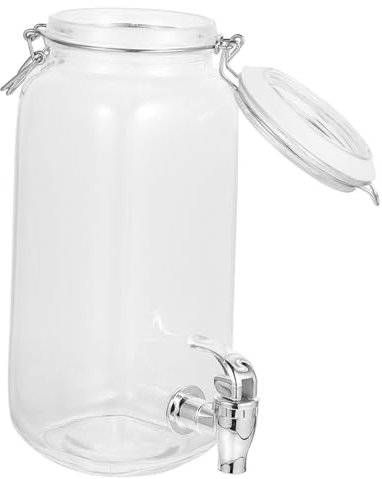 Hoement Barril De Enzimas Para Tanque De Jugo Con Grifo Dispensador De Bebidas De Vidrio Para Servir Zumo Fresco Fiestas