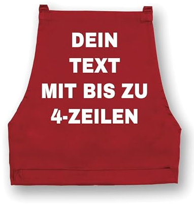 NIMAMA Personalisierbare Unisex Kochschürze mit Wunschtext – Perfekt für Männer und Frauen, die ideale Grillschürze für BBQ und Küche Grillschürze - Rot