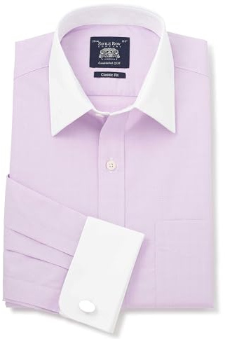 Men's Classic Fit 100% Cotton Poplin Double Cuff Formal Shirt | Luxury, Premium Quality, Long Sleeve, Dress Shirt, Formalwear