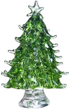 Árboles de Navidad de cristal de cristal para árbol de Navidad, decoración de árbol de Navidad, color verde figura, amarillo, azul y claro, para mesa de escritorio, decoración de Navidad, hogar,
