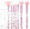 HJZHII Juego de 7 brochas de maquillaje, con brillantes de cristal, para base de maquillaje en polvo, labios, resaltado, sombra de ojos, cejas, correctores de cejas, juego de brochas de maquillaje