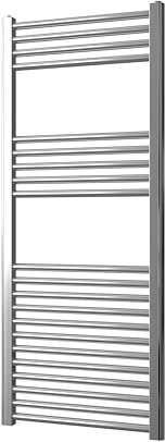 Greened House Chrome Straight Heated Towel Rail 500mm wide x 1200mm high Flat Central Heating Bathroom Towel Radiator
