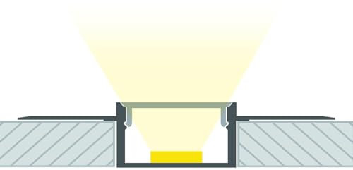 LEDKIA LIGHTING Perfil Aluminio Integrado en Escayola/Pladur para Tira LED hasta 15 mm con Tapa Continua Aluminio 2 m Blanco traslúcido