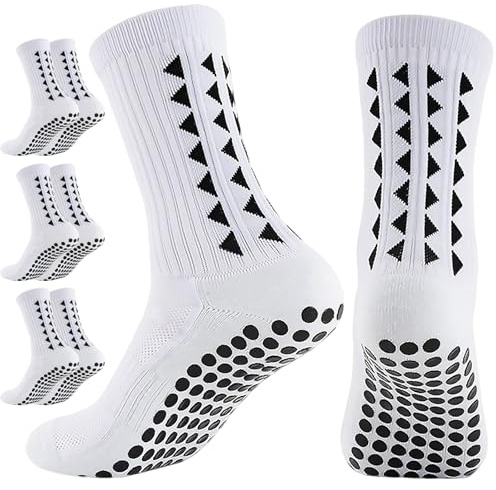 LXTaoler Lot de 3 paires de chaussettes de football classiques pour homme - Antidérapantes - Avec points en caoutchouc - Pour yoga, course à pied, randonnée