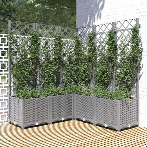 Festnight Pflanzkasten mit Rankgitter 120x120x136 cm Blumenkasten Rankhilfe Garten Hochbeet mit Rankgitter Spalier mit Pflanzkasten Pflanzkübel mit Spalier Rankkasten Terrasse Blumenkübel