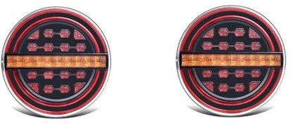 Generisch 2x Dynamische runde LED-Rückleuchten hintere Bremse Stop Indikator mit 3 Funktionen ECE R7 R6 R10 IP67 E9 Prüfzeichen Anhänger PKW LKW KFZ Landtechnik Traktor Schleppdienst
