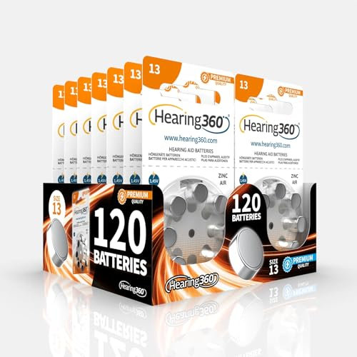 Hearing360 120 Hearing Aid Batteries Size 13 Premium Quality (15 Blister Packs of 8 Batteries)