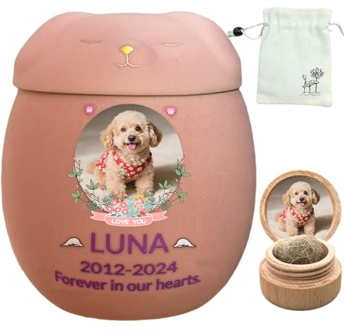 Generisch Personalisierte Hundeurne, Haustierurne, Haustierurnen für Hunde, Haustiereinäscherung, Hundeurnen für Asche, Urnen für Hundeasche (Rosa, Klein Geeignete Asche ≤10kg (Keine Knochen))