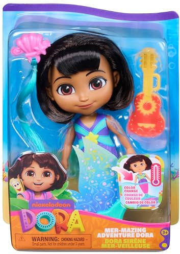 Dora, Mer-Mazing Adventure Dora, Color Changing Mermaid Doll with 2 Accessories, Kids Toys for Girls & Boys Ages 3 and Up