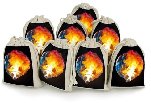 Baumwollbeutel mit Kordelzug, bunte Luftballons auf Feuer, Leinen-Geschenktüten, Aufbewahrungstasche, wiederverwendbare Geschenkbeutel, Beutel für Schmuck, Partygeschenke, Verpackung, DIY