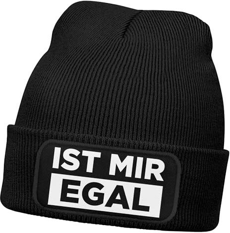 MoonWorks® Herren Beanie mit Patch Strickmütze mit Spruch Ist Mir egal Statement Aufdruck Lustig Mütze Männer