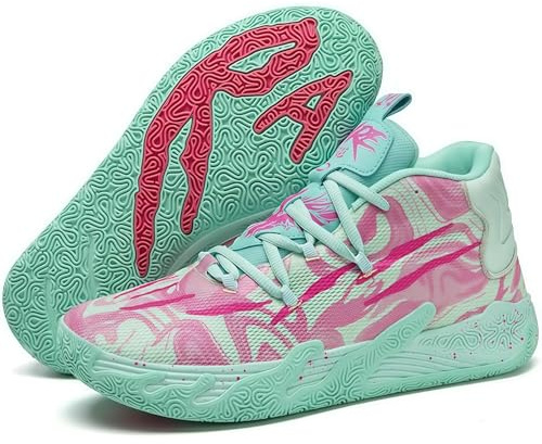 AAFGVC Chaussures de Basket-Ball AeroDunk - Vivazz Design Mode et Sport – Respirantes et Stables pour Le Terrain intérieur et extérieur (Rose Vert,40)