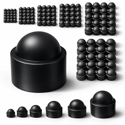 Ajile – Lot de 120 Caches Écrous M4, M5, M6, M8, M10, M12 – Protège Écrou Et Vis – Capuchons Plastique Noirs Résistants – Cache Vis Décoratif, Protection Anti-Rouille Et Finition Propre - Bricolage