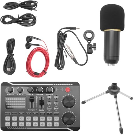 Tuidzljd Kit Scheda Audio Portatile Set Microfono A Condensatore per PC Scheda Audio Live Set F998 BM800