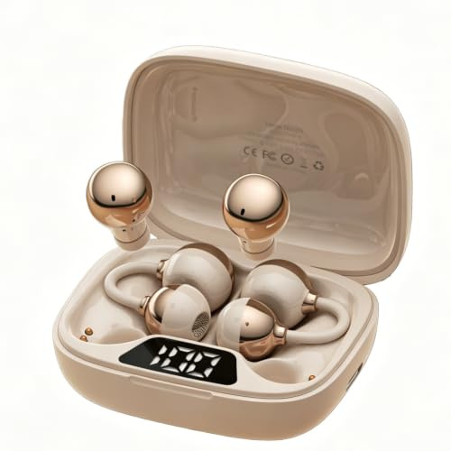 Estiloso Set 2 en 1 de Auriculares Abiertos y Cascos lnalámbricos Bluetooth con 36 Horas de Batería, Potentes Graves, Ultracompacto y IPX5, Para Trabajo, Deporte y Sueño, Modo de Uso Diurno/Nocturno