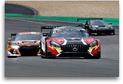 Premium Textil-Leinwand 45 x 30 cm Querformat Premium Textil-Leinwand 45 cm x 30 cm quer Mercedes-AMG GT3 / Audi R8 LMS/Ferrari 458 Italia GT3 | Wandbild, HD-Bild auf Keilrahmen, Wanddekoration, Kun